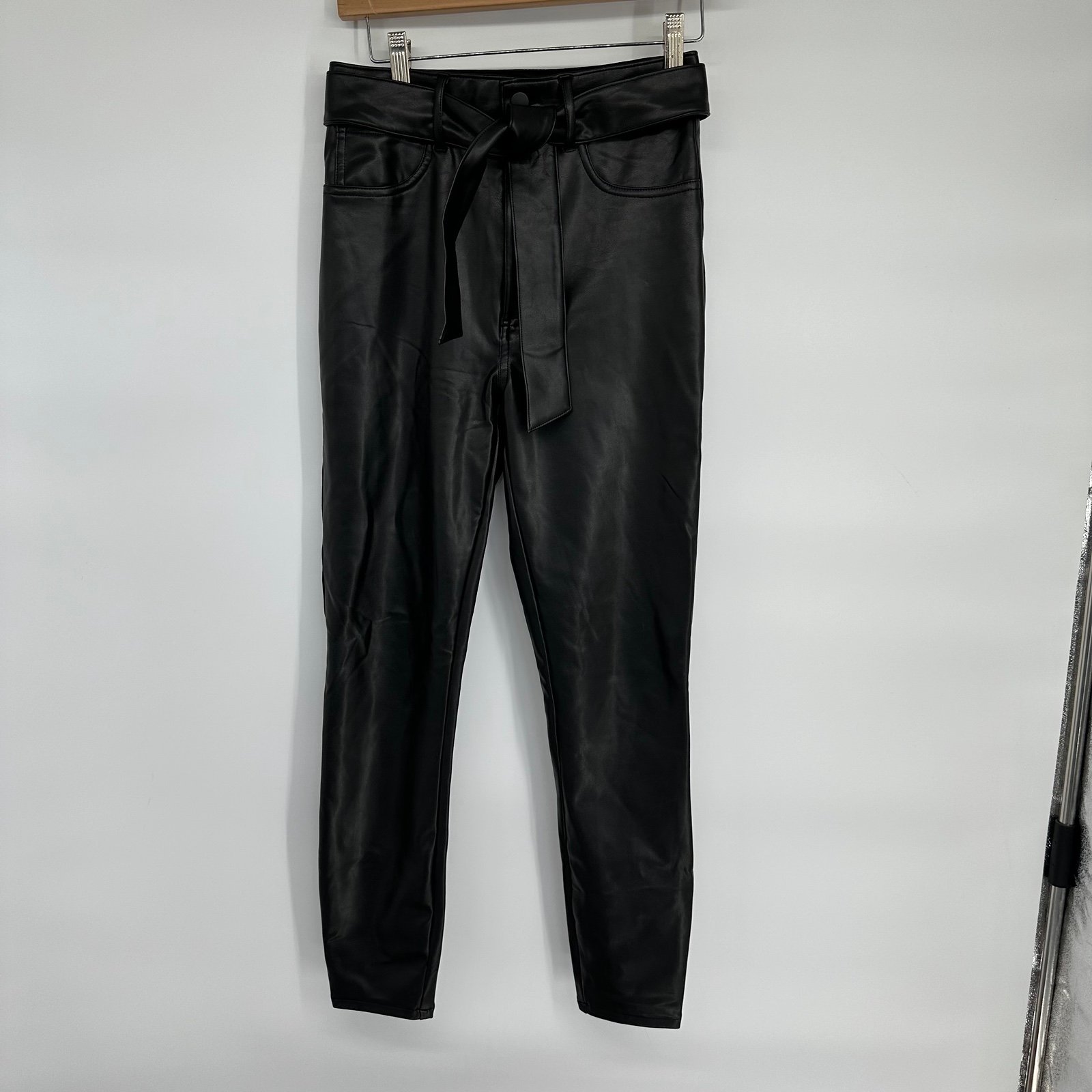 Abercrombie & Fitch Black Faux Leather Ultra High Rise Super Skinny Ankle Pants