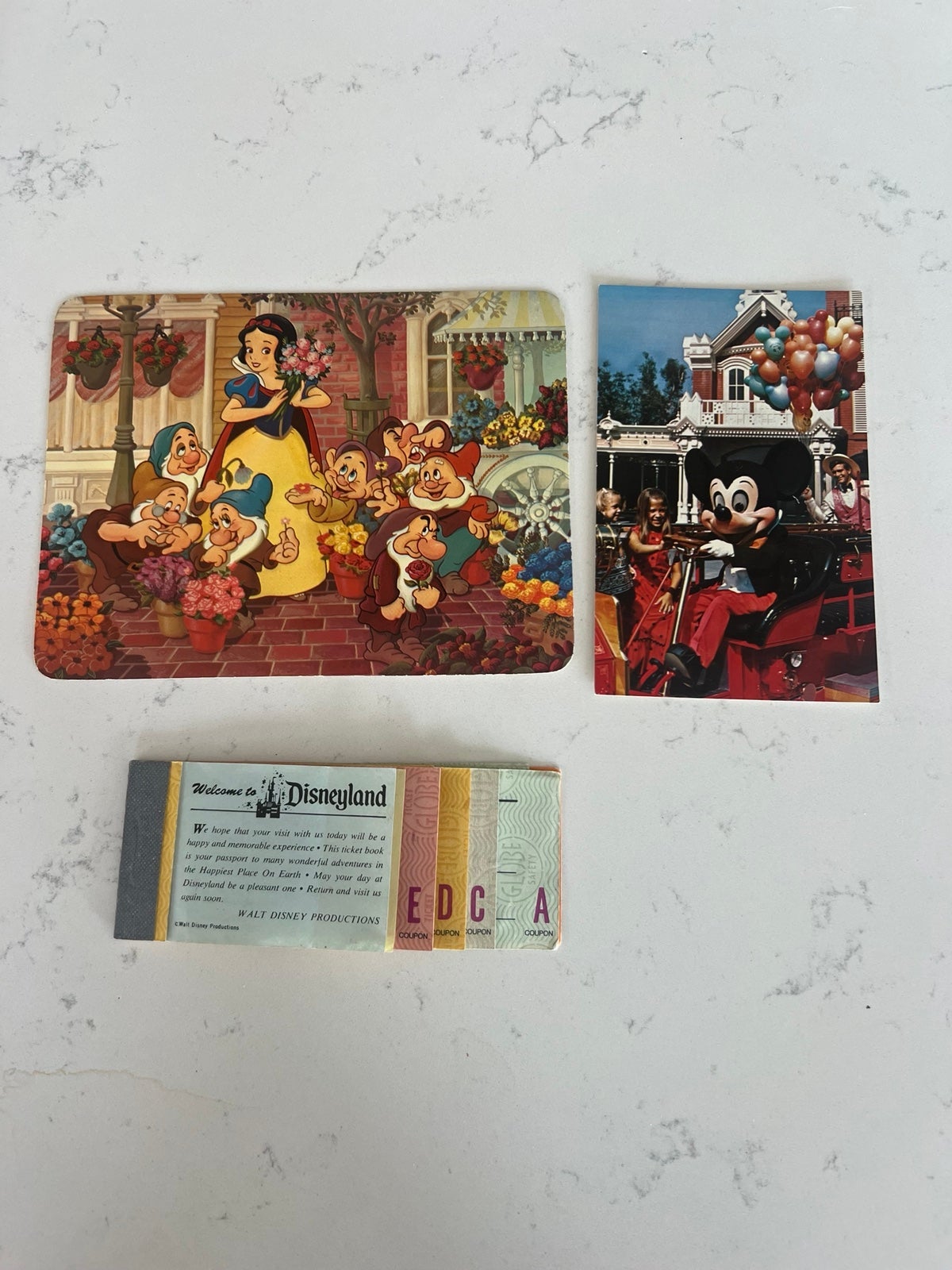 disneyland ticket book “e” & postcards vintage