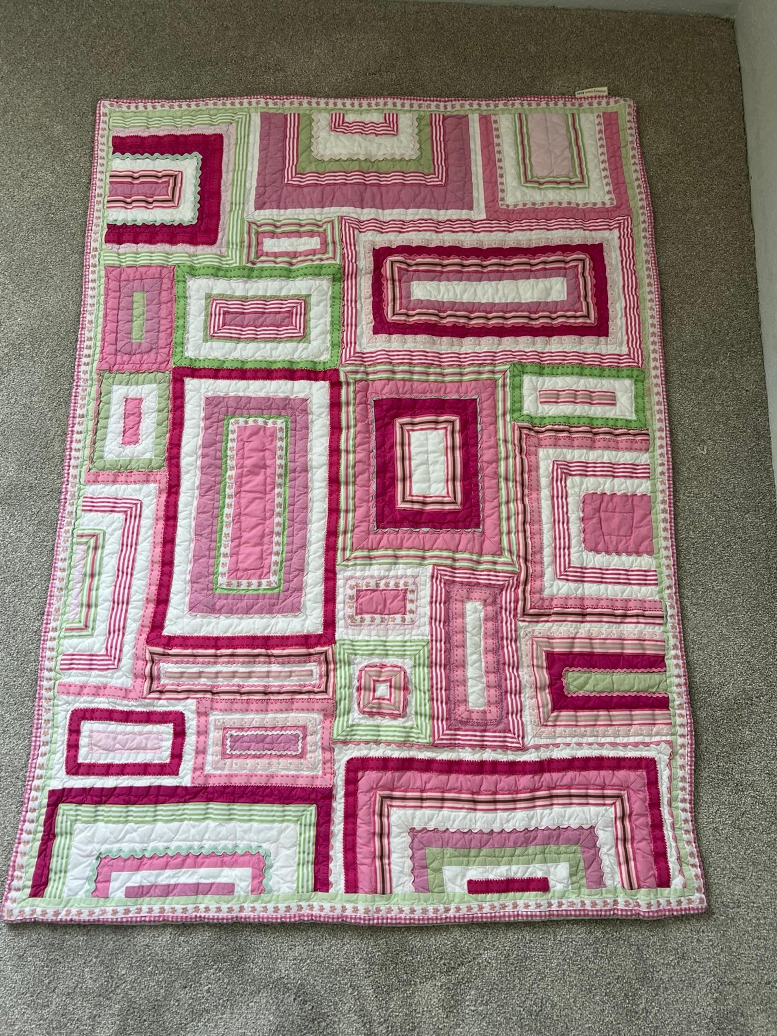 Pottery Barn Katie Pink Green Baby Quilt