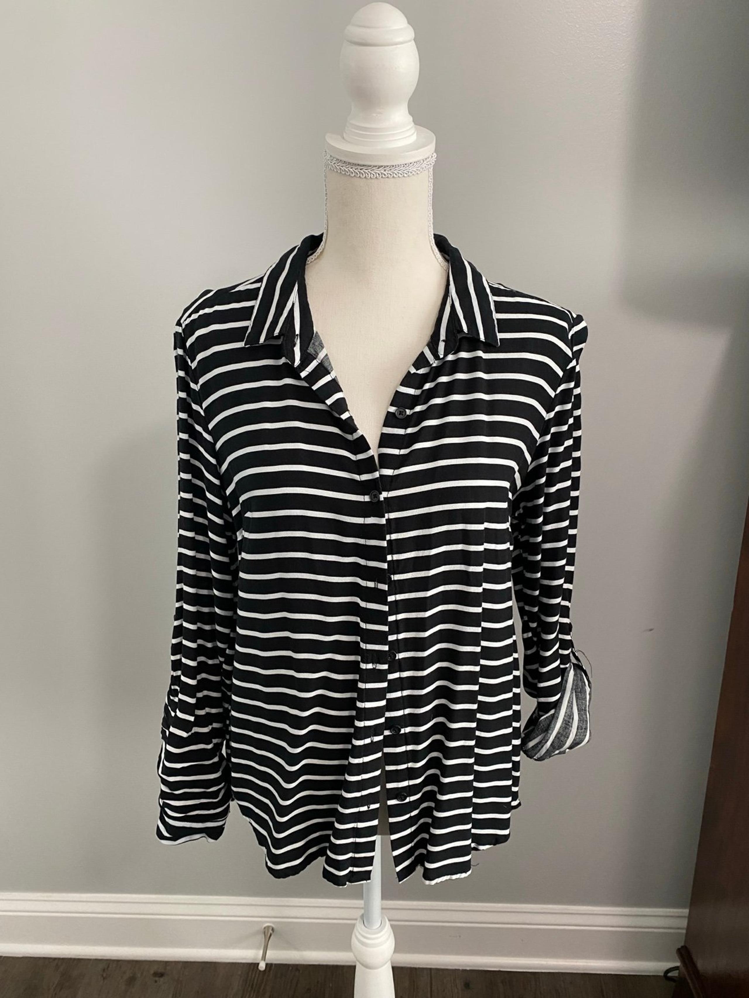 Black and white stripe blouse