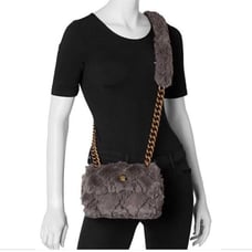 NWT Kurt Geiger Kensington Grey Mini Faux Fur Crossbody Bag
