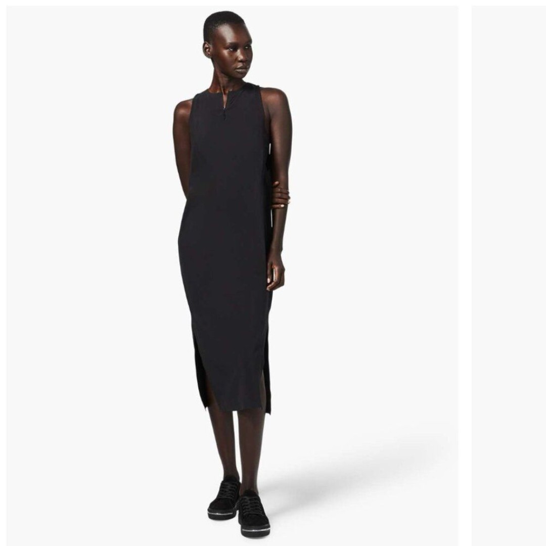 Lululemon Women Lahar Dress 8 Black Stretch Casual Lounge Midi Front Zip