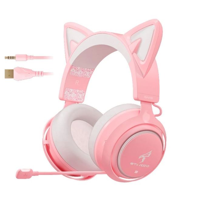 Cat Ear Gaming Headset Pink 3