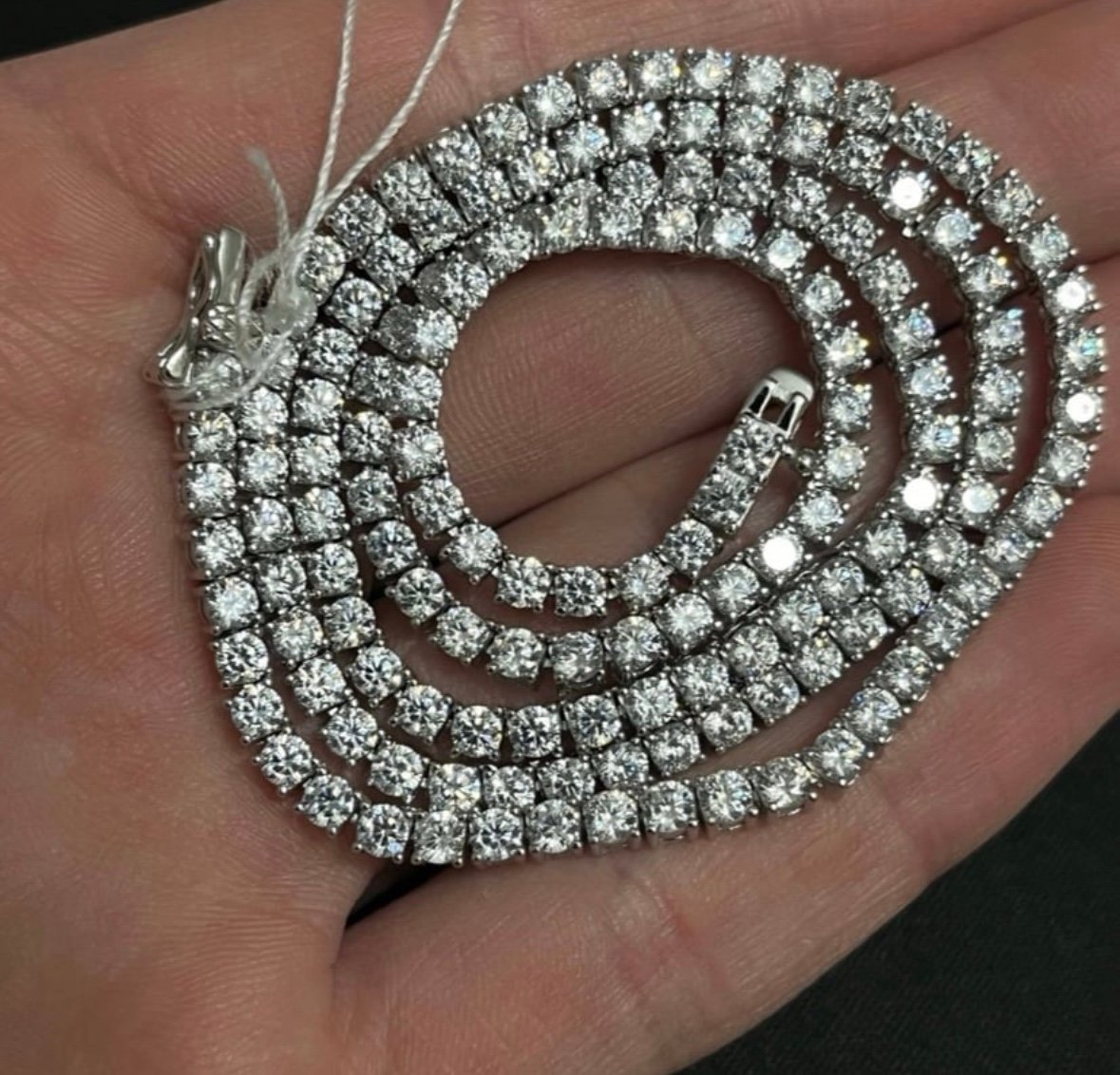 Sterling Silver 3mm Tennis Link Chain 24 Inch