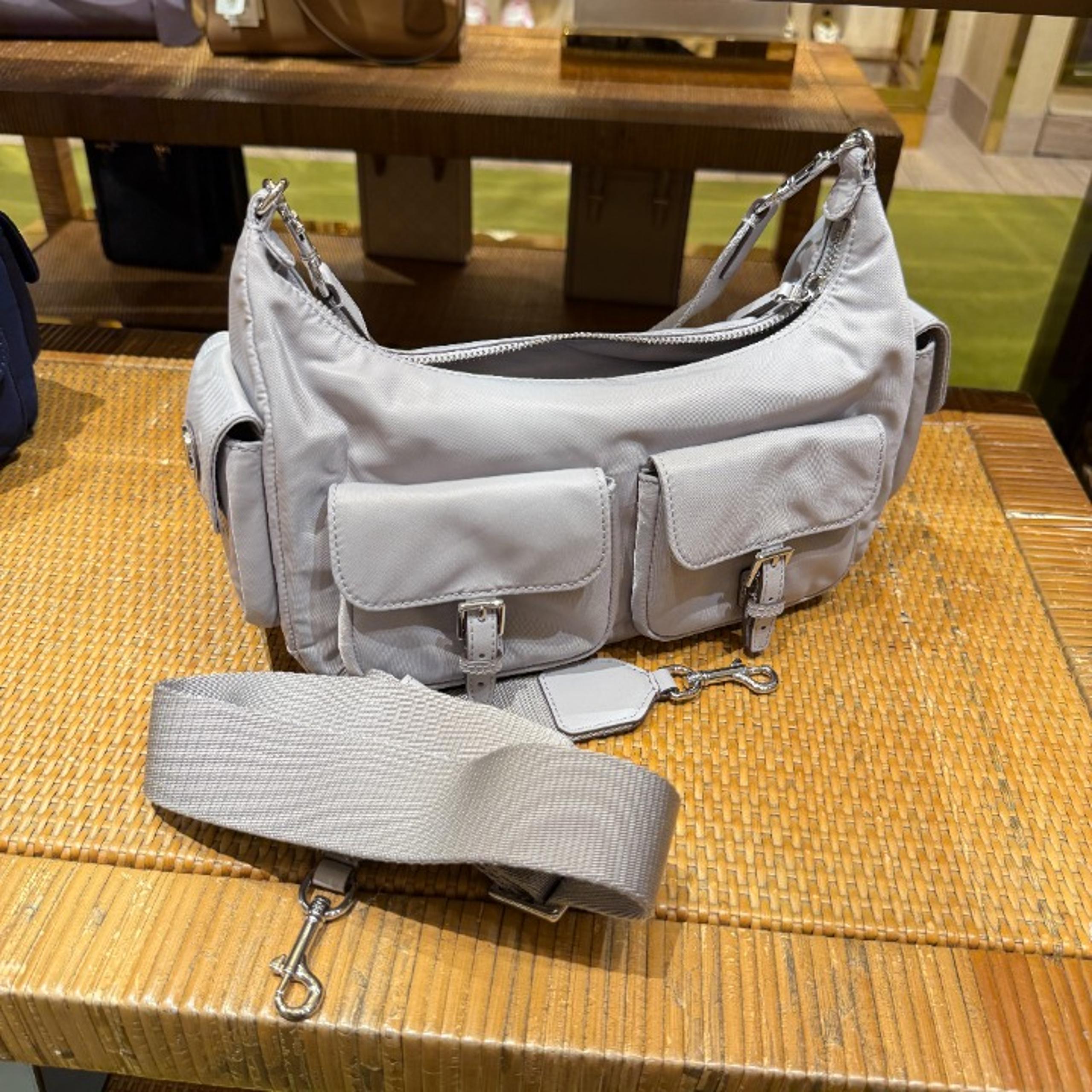 Tory Burch Nylon Convertible Shoulder Bag 164444, BAY GRAY