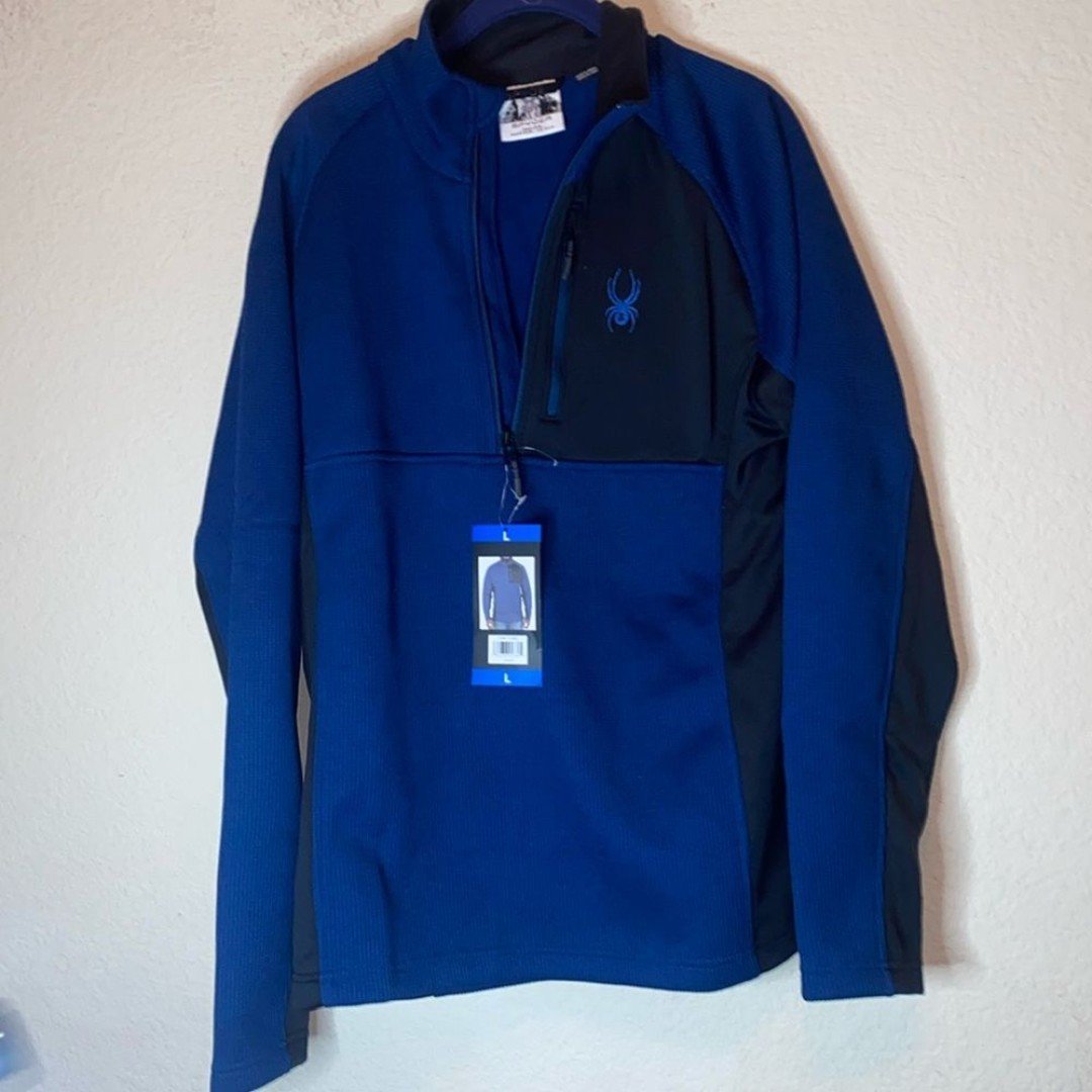 Spyder bandit Atheltic fleece Half Zip Jacket sweater pullover blue black new
