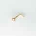 Solid 14kt gold nose stud piercing CZ pink heart shaped