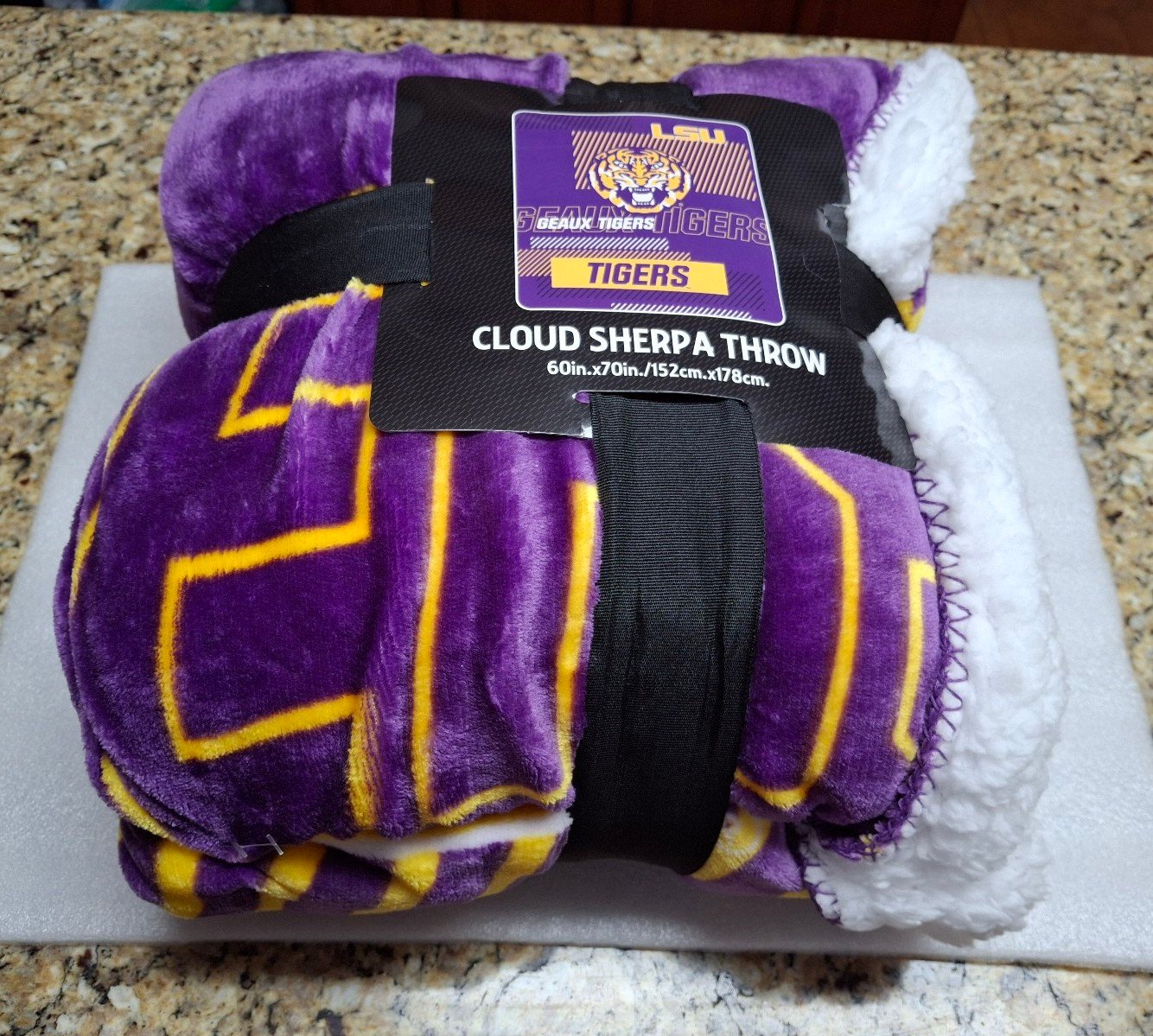 LSU Tigers NCAA Royal Plush Cloud Sherpa Throw 60×70 Inches New