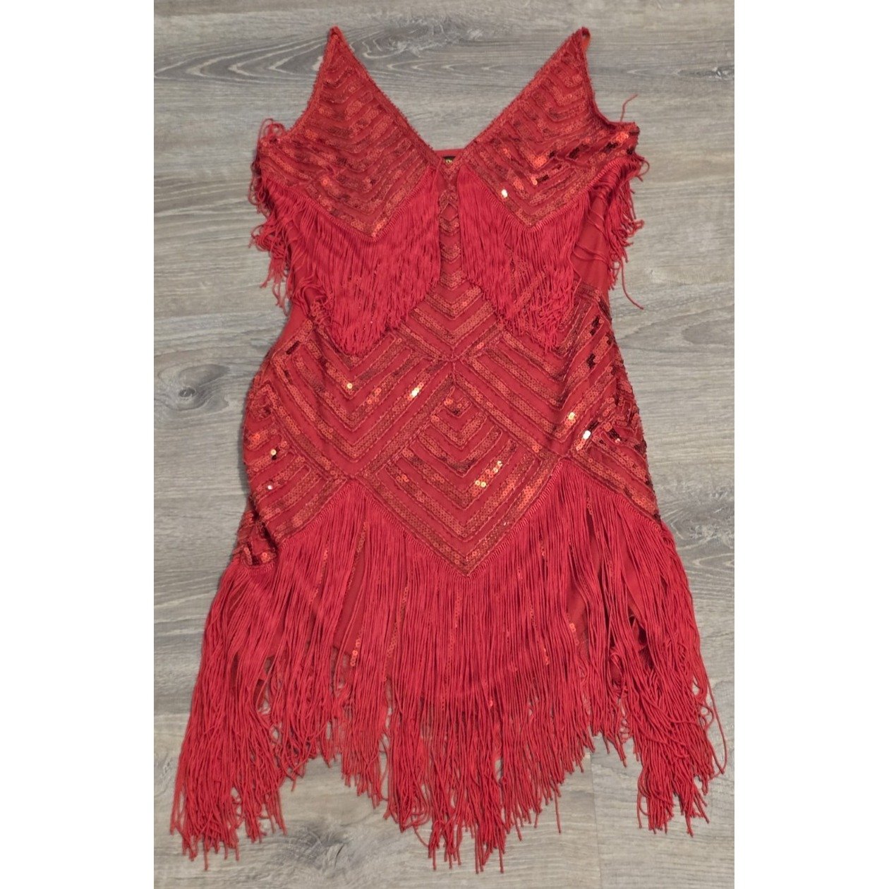 Babeyond Women's Red Sequin & Fringe Flapper Dress Size Small Cocktail Prom