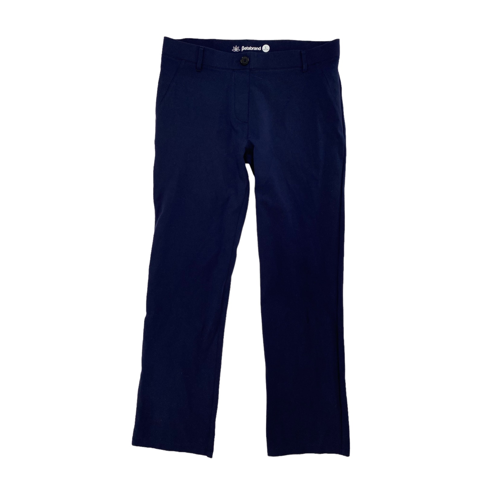 BETABRAND Straight Leg Classic Dress Yoga Pants Navy Blue Large Petite #W0076