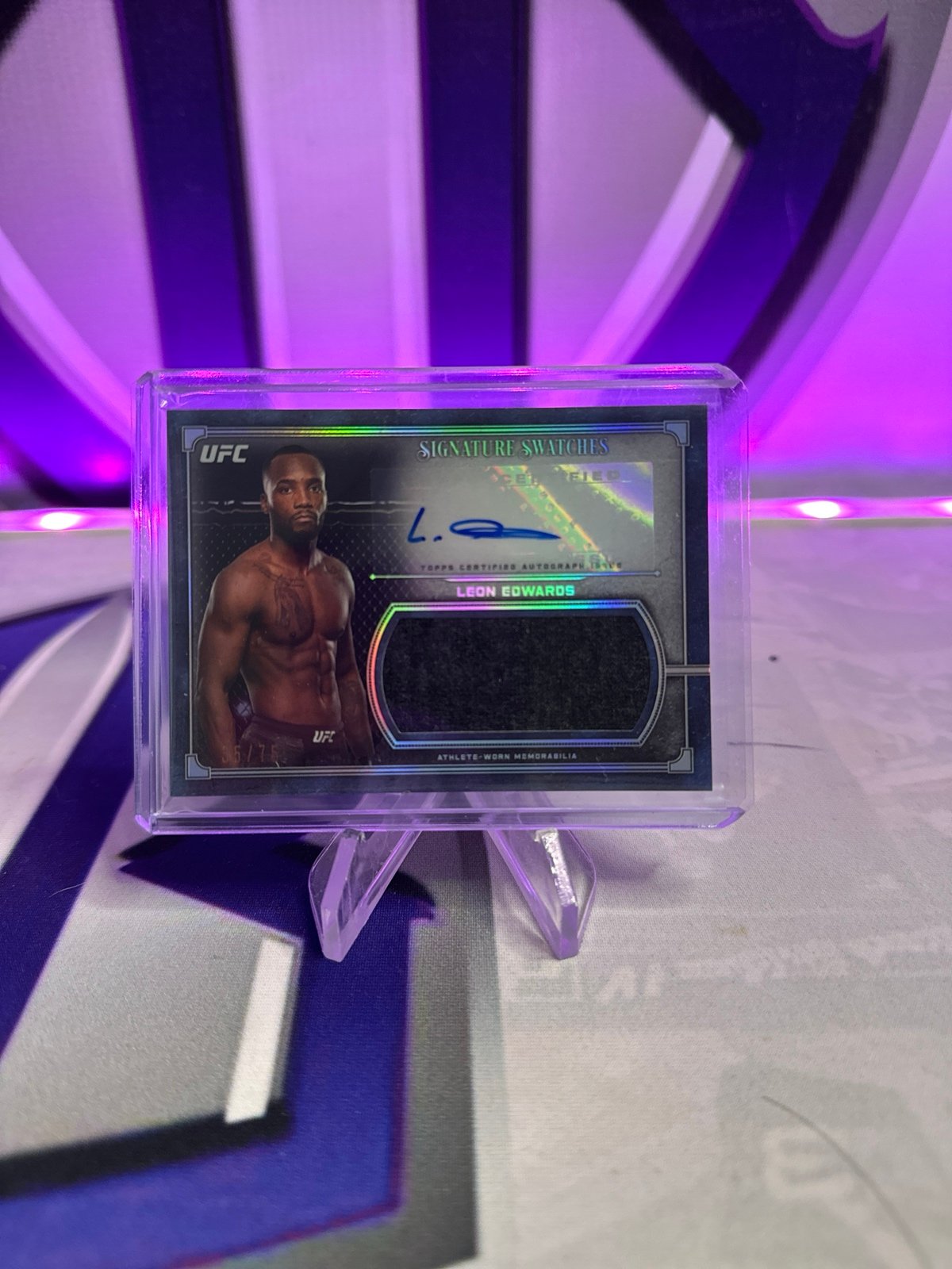 UFC Topps Museum 2019 Leon Edwards Signature Swatches 35/75