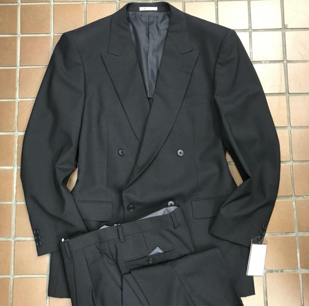 【訳あり未使用】4-Button Double Suit Set, Black, Size 3L A9
