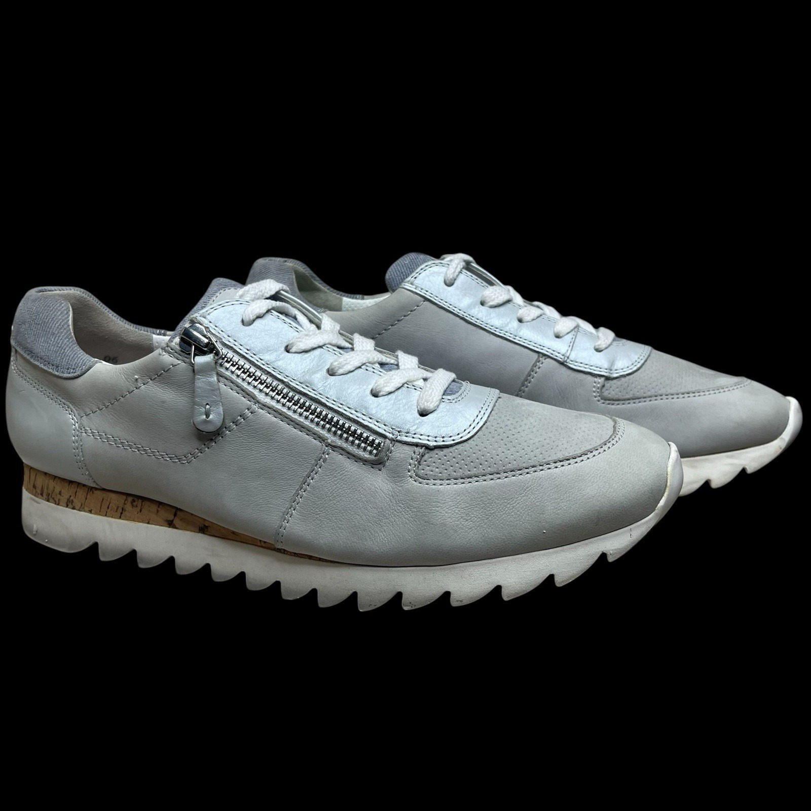 Paul Green Gray Leather Stasia Low-top Sneakers Womens 9.5 Athleisure Walking