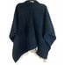 Vintage Poncho With Fringe Spanish Blue Alpaca Wool Boho Central South America