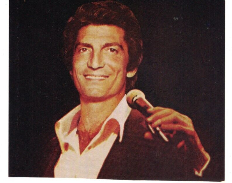 Italian Singer Sergio Franchi Signed Postcard remnant 1973 Flamingo Hilton