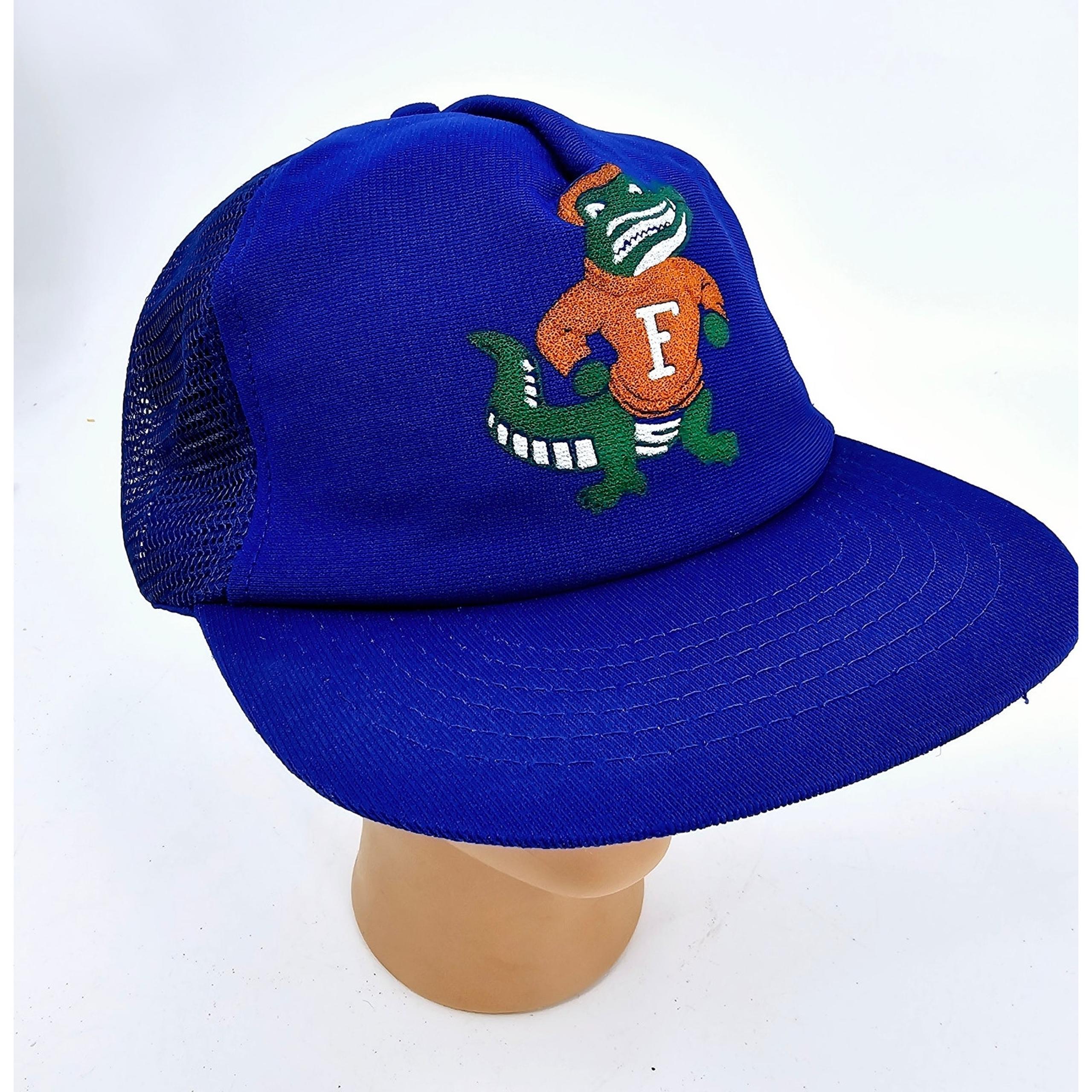 Vintage 80s Florida Gators Trucker Hat Cap Flat Brim Mesh Back Snapback RARE