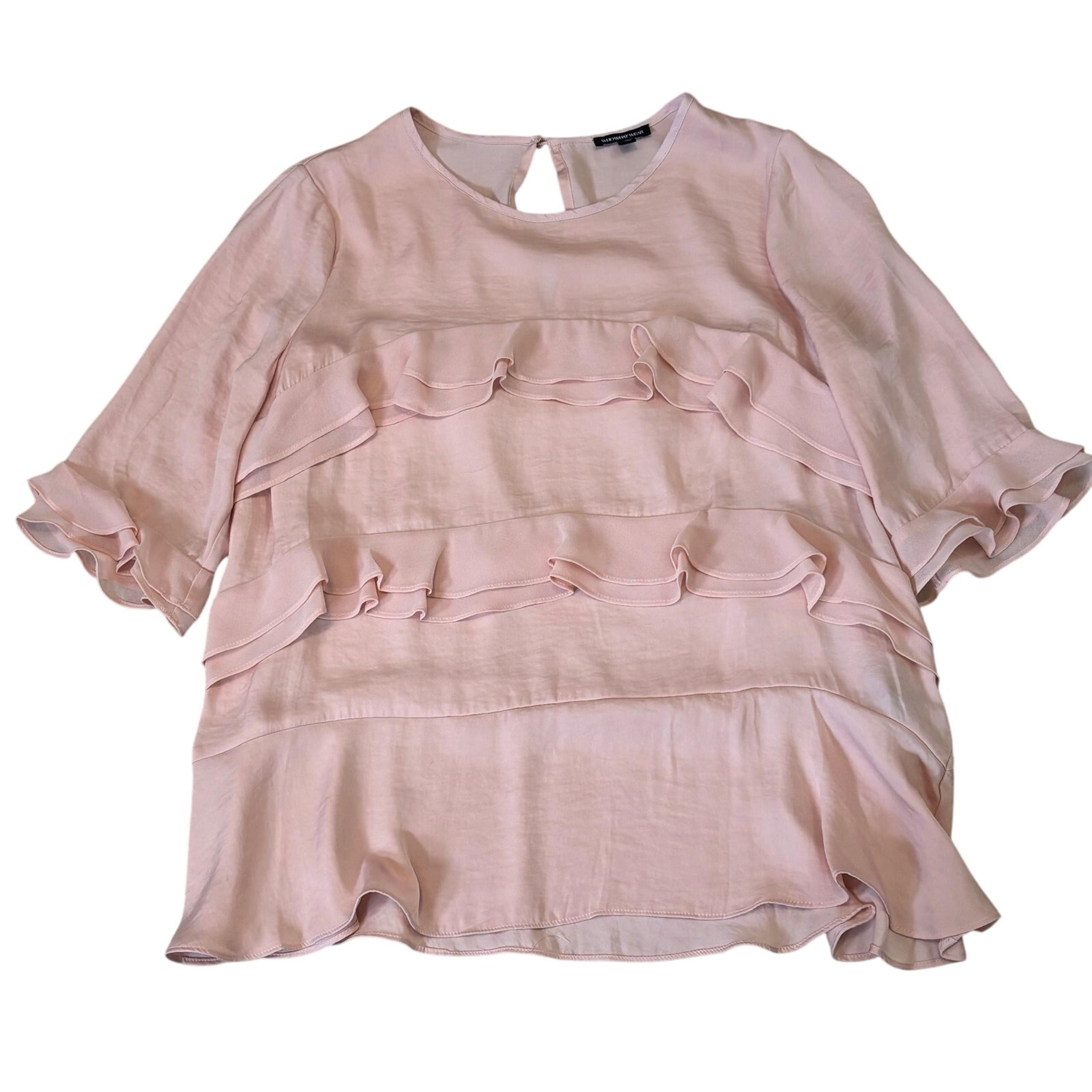 Who What Wear Dusty Pink Ruffle Short Sleeve Blouse Women’s M