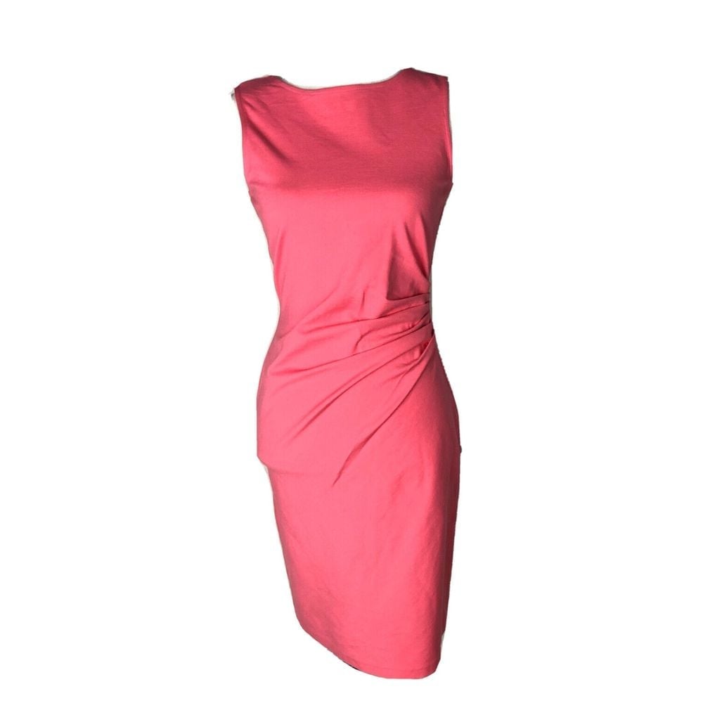Kenneth Cole New York Size 2 Ruched Waist Sleeveless Dress Stretch Pink