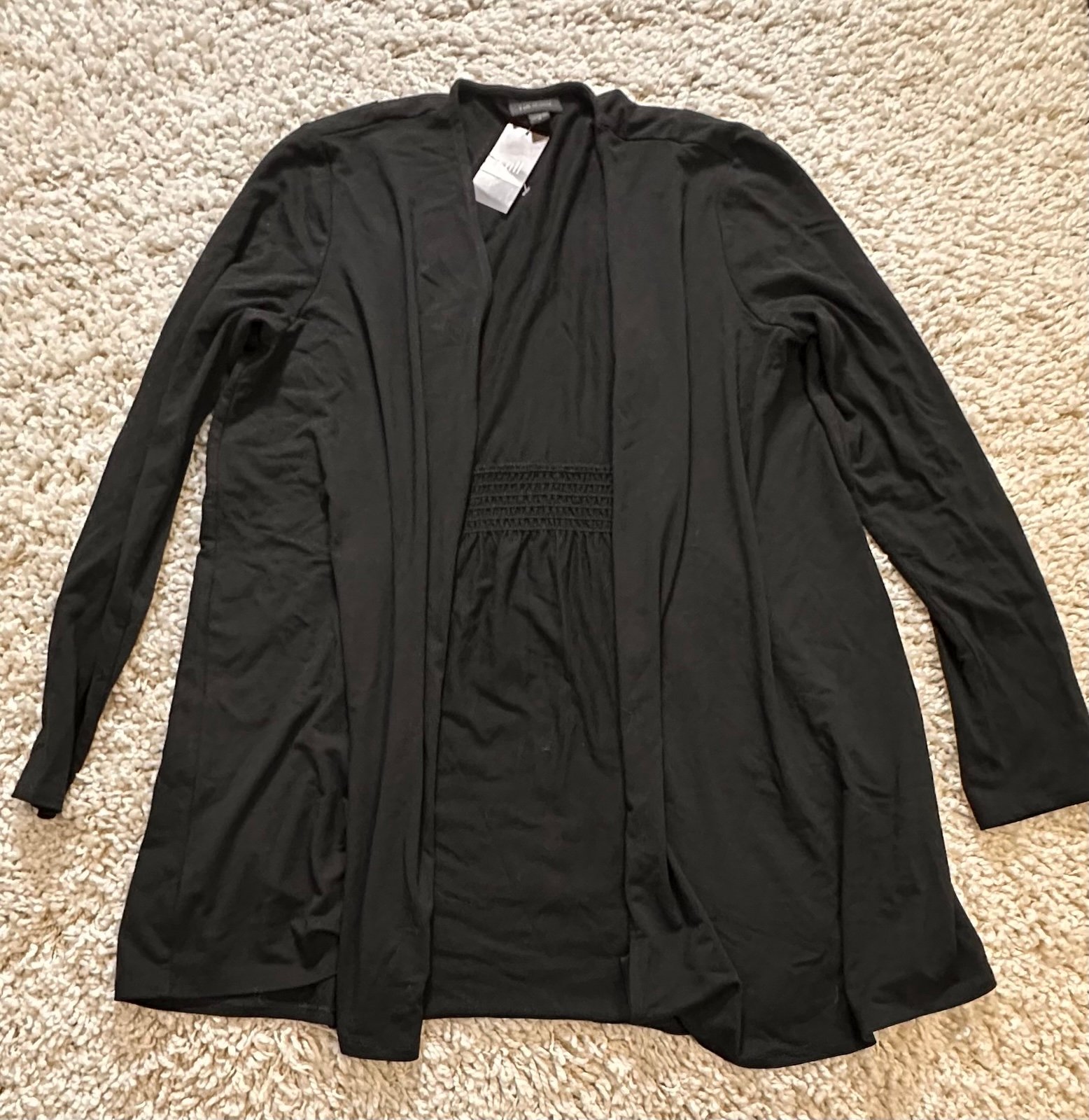 NWT J Jill Black Stretch Jacket Sweater M Elastic Back Strap Lt Weight