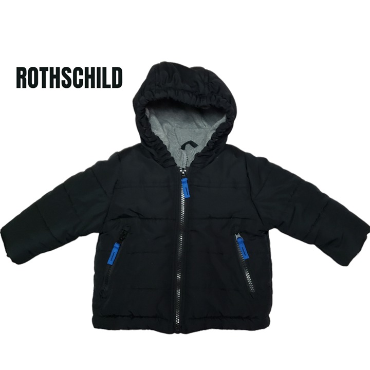 Rothschild Black Hoody Long Sleeve Zip Up Jacket For Boys Size 3/6M