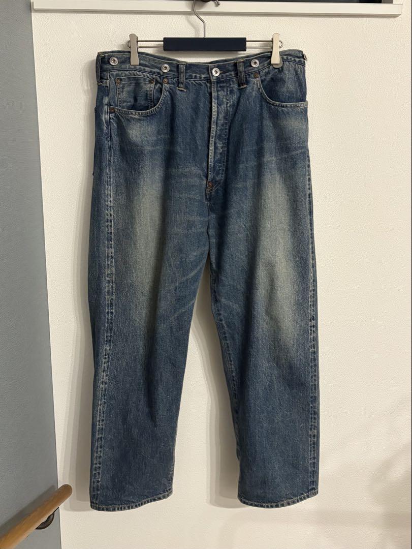 名作A.PRESSE NO.22 30inch a.presse No.22 WASHED WIDE DENIM PANTS