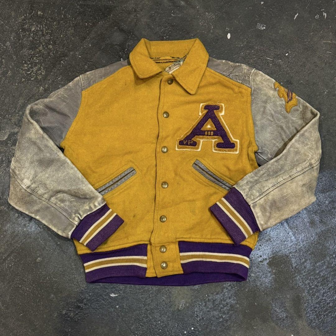 ☆40s~LOWE&CAMPBELL Patchwork Worn Varsity Jacket Size S