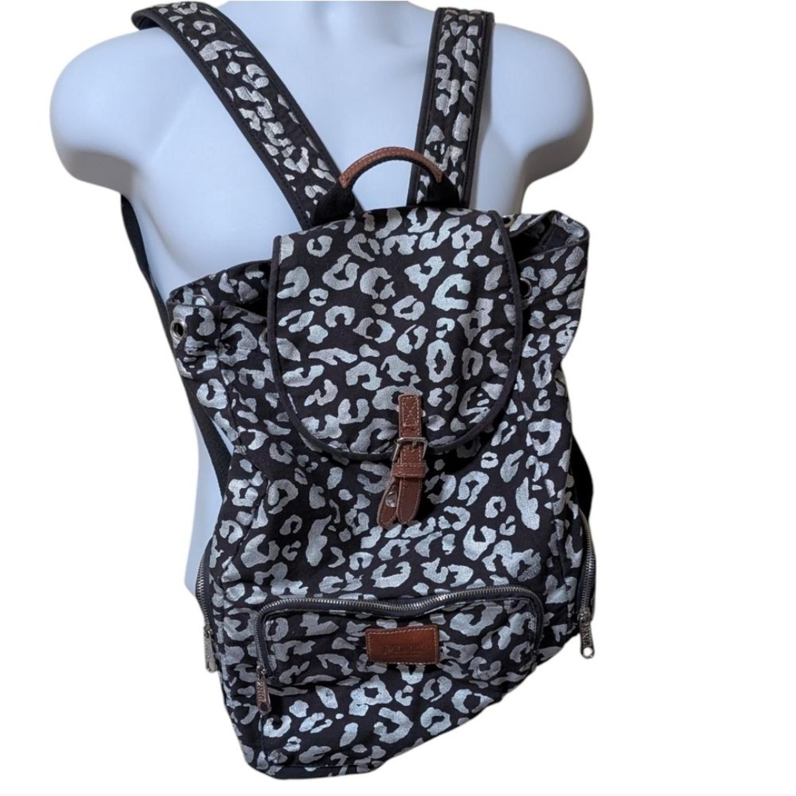 Victoria Secrets Pink abstract animal print full size back pack canvas FLAW