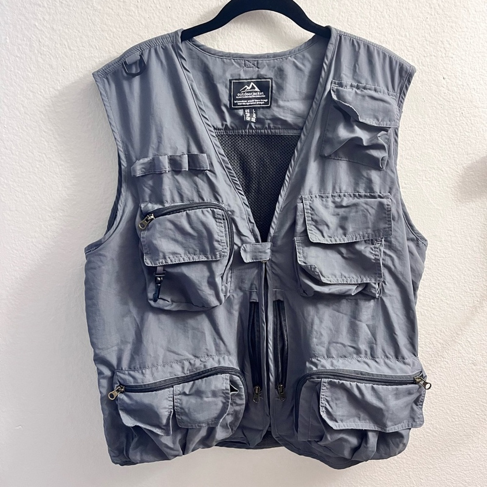 Outdoor Tactical Utility Hiking Grey Vest Gorpcore Size L