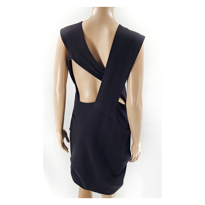 YIGAL AZROUEL Draped Cut Out Open Back Dress Black