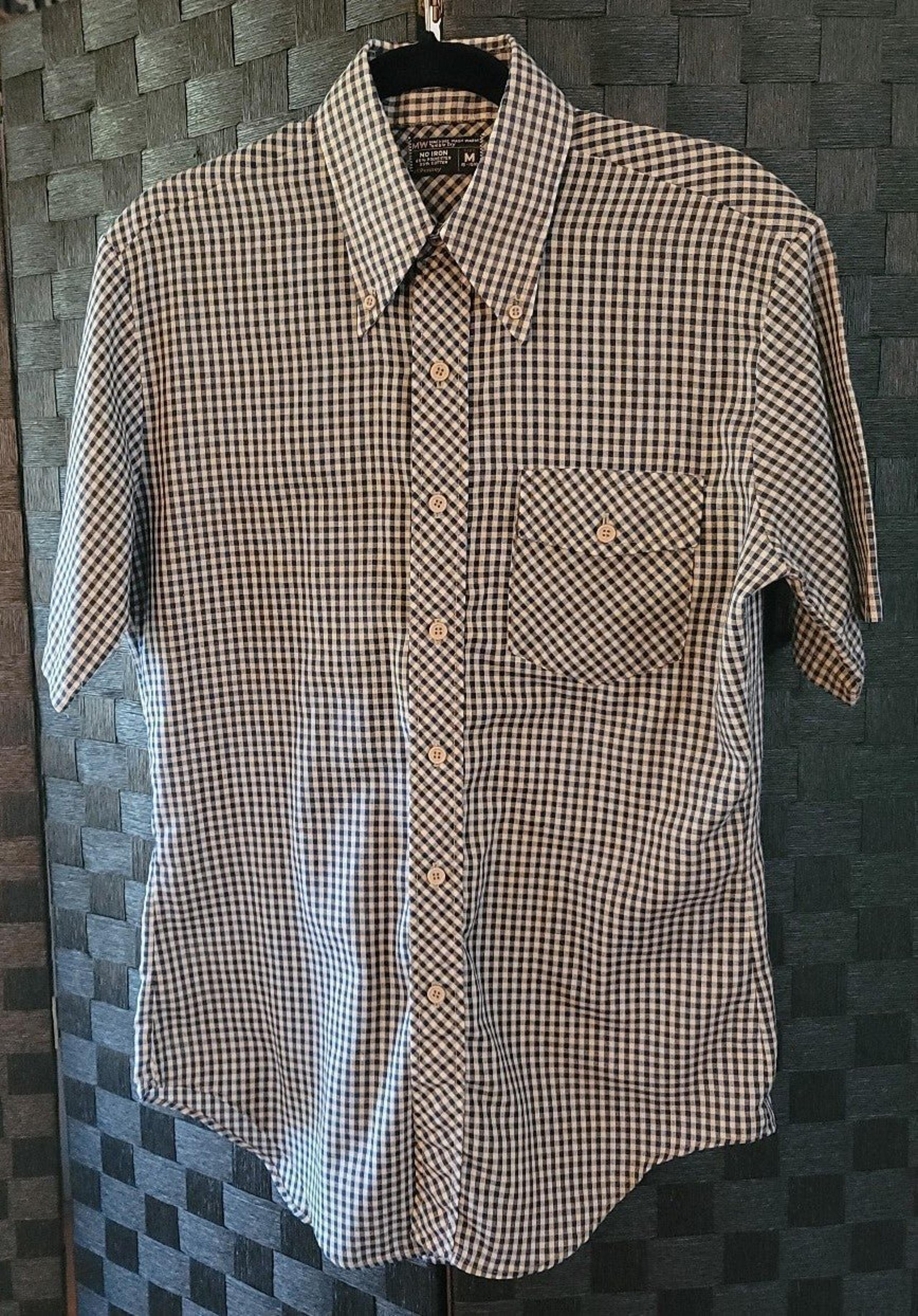 Vintage 70s JC Penneys MW No Iron Button Down Mens Shirt size 15"-15.5"