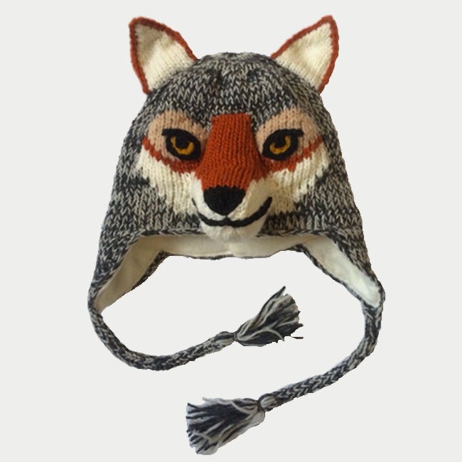 Red Wolf Knit Hat