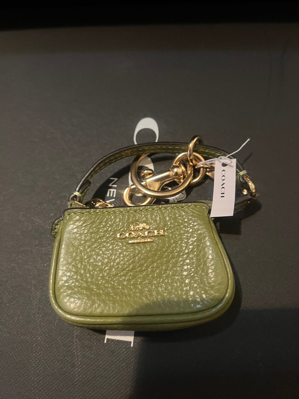 Coach Leather Green Key Fob Purse Mini
