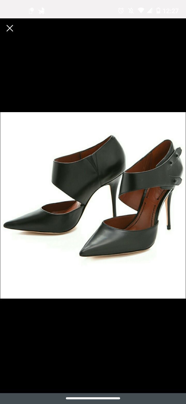 Elizabeth and James Black Leather Heels
