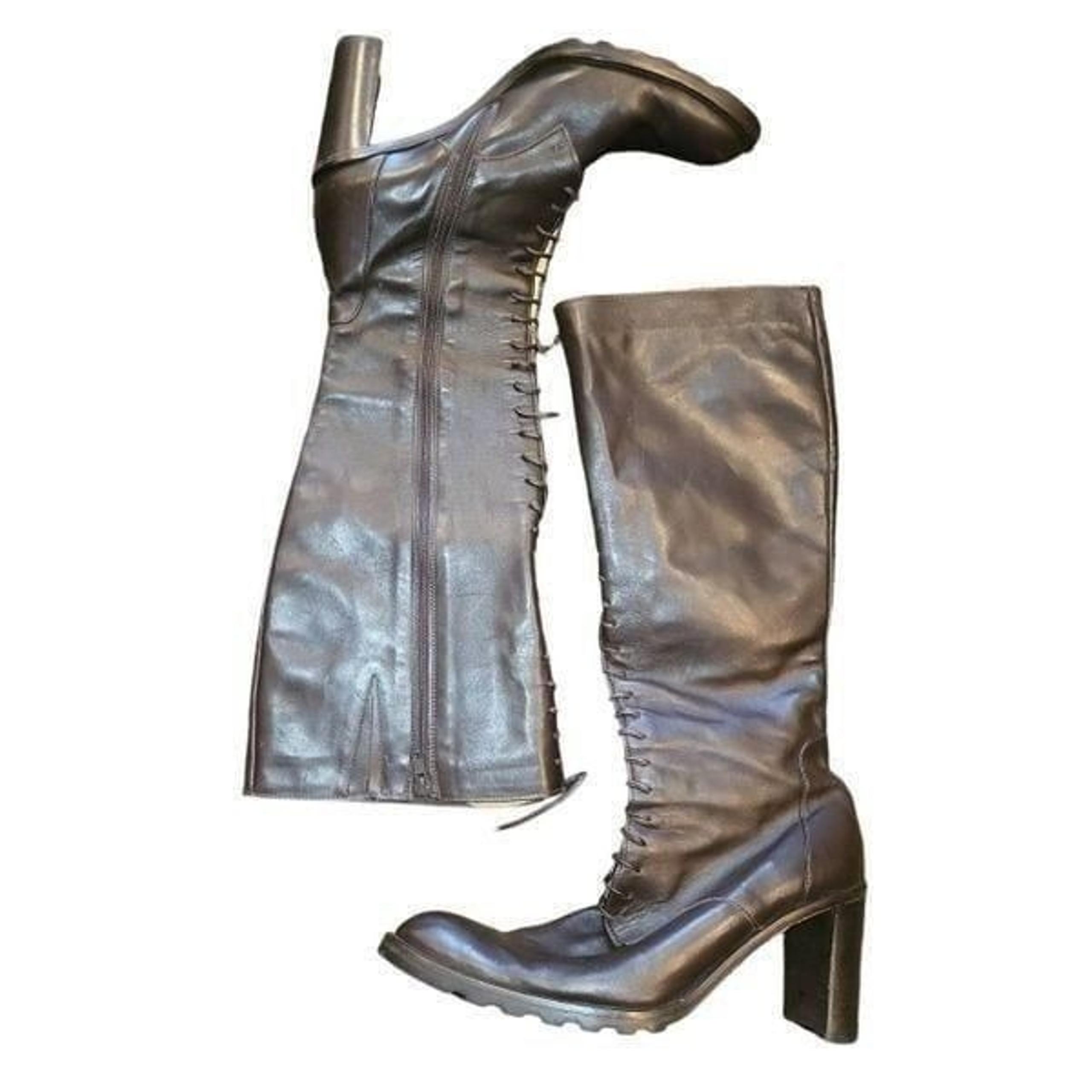 Vintage Kenneth Cole Boots Women's 9 Brown Leather Lace Up Witchy Victorian