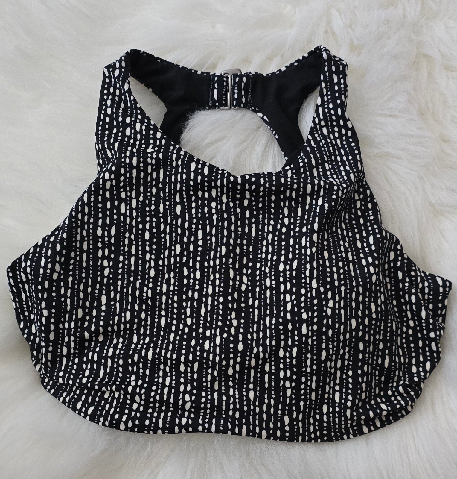 Athleta 32D/DD Black Rice Pearls Maldives High Neck Bikini Top Size 32D Asb2