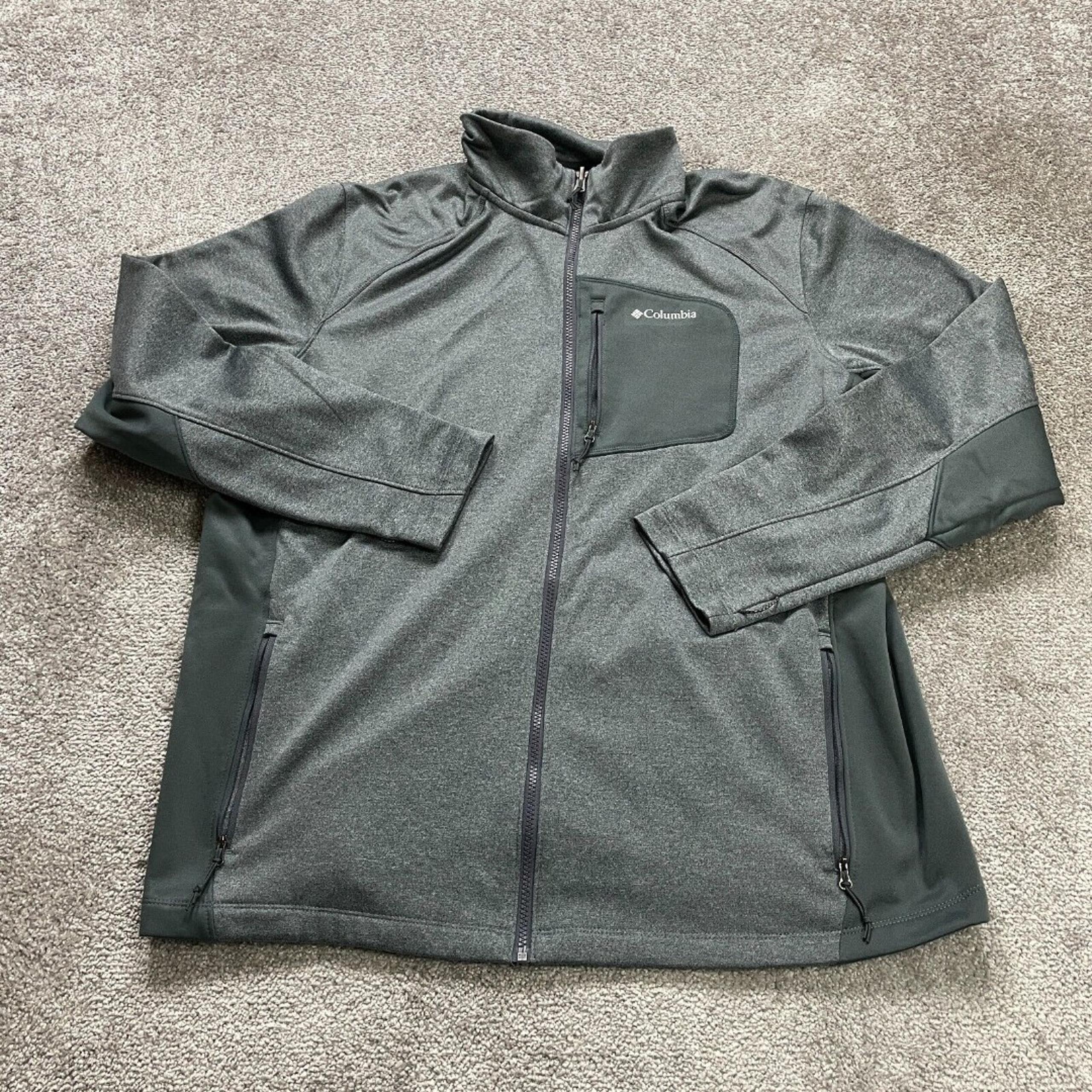 Active Jacket Men XL Gray Full Zip Pocket Mock Neck Long Sleeve Outdoor - Columbia
