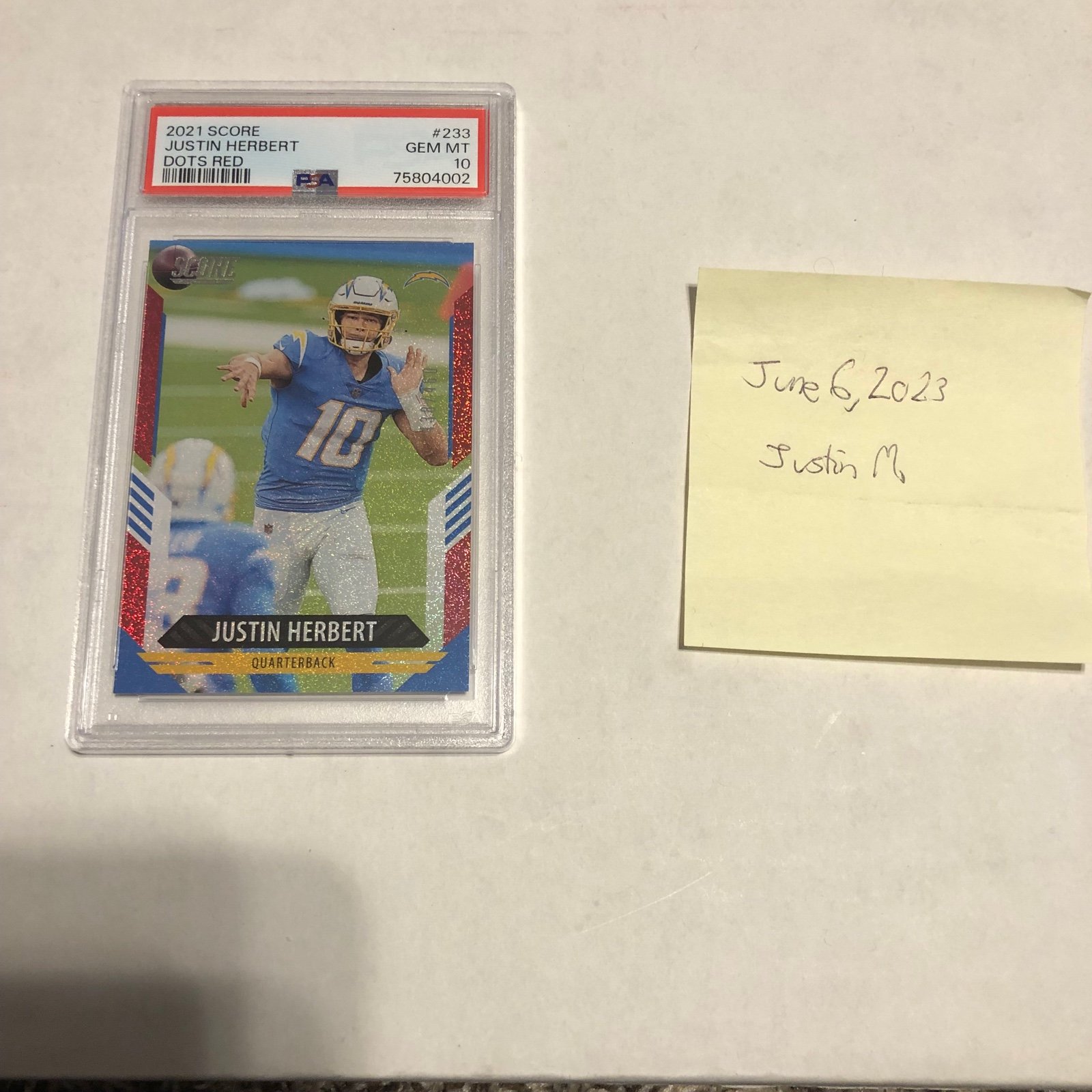 Justin Herbert 2021 Score Red Dot /460 PSA 10