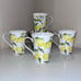 4-NWT Mikasa Lemons Designe Bone China 12 Oz Coffee Mugs