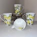 4-NWT Mikasa Lemons Designe Bone China 12 Oz Coffee Mugs