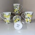 4-NWT Mikasa Lemons Designe Bone China 12 Oz Coffee Mugs