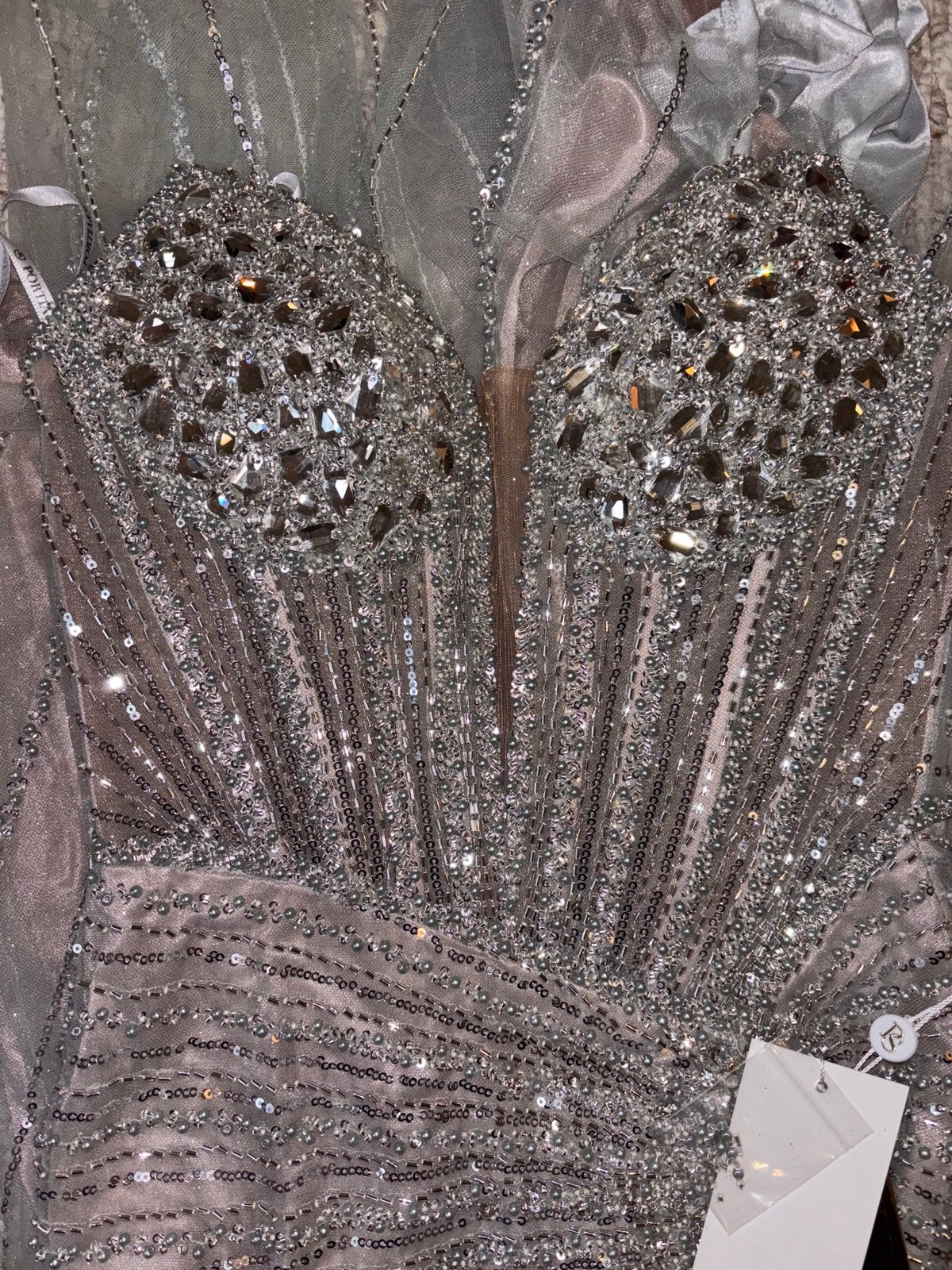 Portia and scarlett silver prom dress ps25208