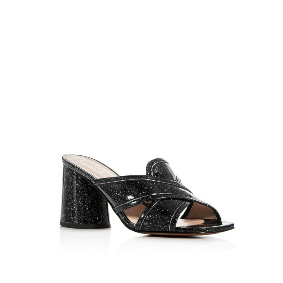 MARC JACOBS Womens Black Cutouts Glitter Aurora Square Toe Slip On Leather Dress