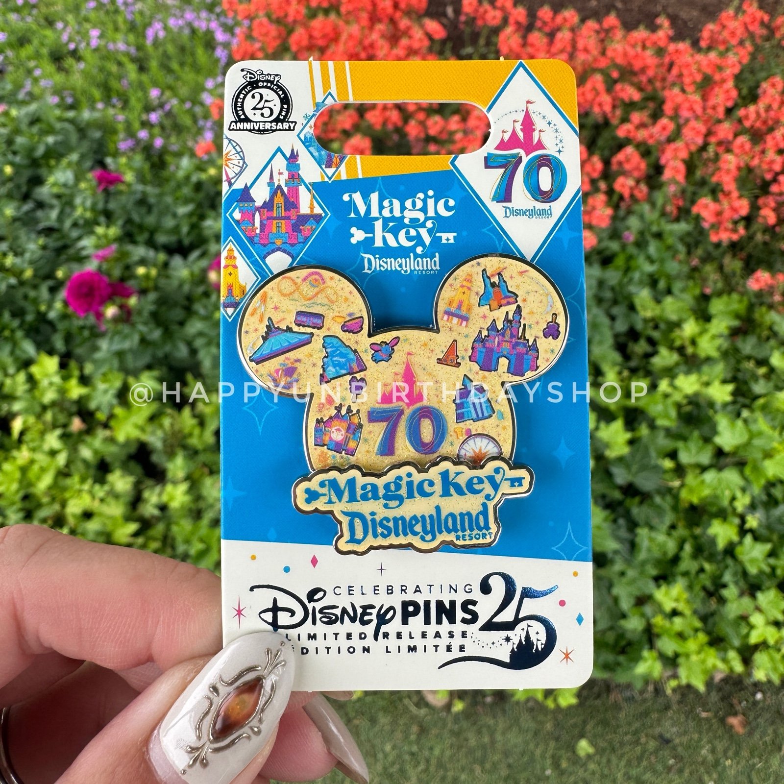 Disney Parks Disneyland 70th Anniversary Celebration Magic Key Exclusive Pin LR