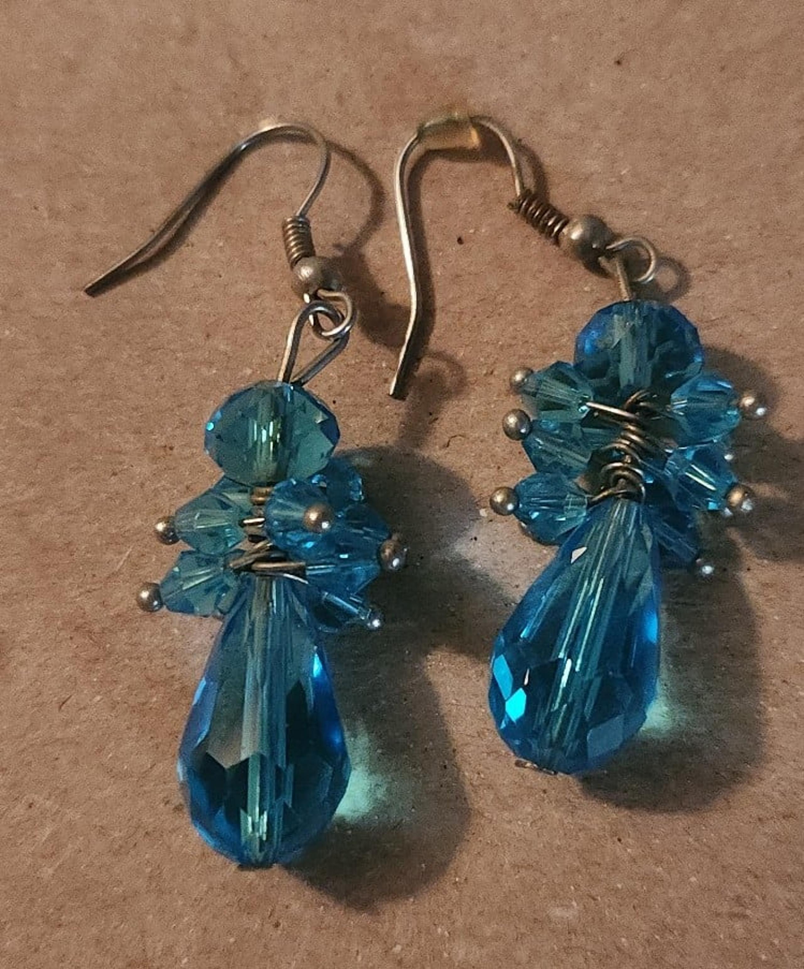 Turquoise Dangling Acrylic Bead Earrings