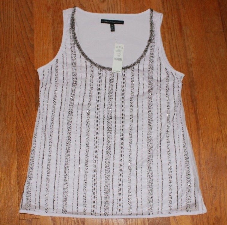 White House Black Market Sequin Embellished Tank Top