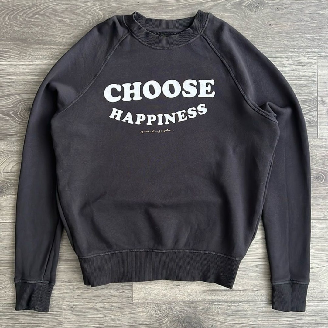 SPIRITUAL GANGSTER Choose Happiness Sweatshirt Sz Small Relaxed Fit Gray Retro