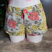 Hurley • Rose Floral Print Mini Shorts Cotton Green Blue Yellow Low Rise 7 Junio