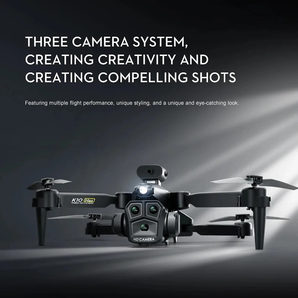 K10 Max Drone 4K HD Three Camera Foldable Quadcopter