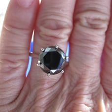 4.90ct 100% REAL NATURAL BLACK DIAMOND RING, CERTIFICATE,FR EE DIA TESTER Size 6