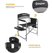 ☆KingCamp Folding Camping Chair Heavy Duty Director Chair with Side Table and Si